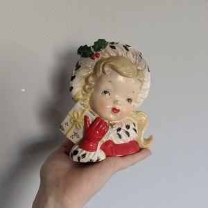 Christmas Lady head vase